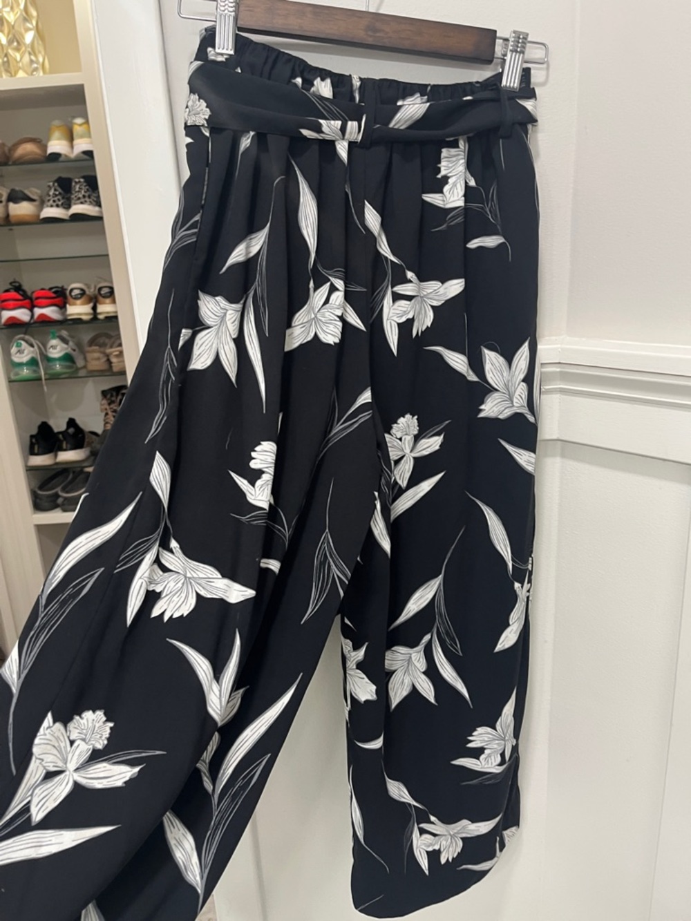 A NEW DAY Black & White Floral Wide-Leg Pants